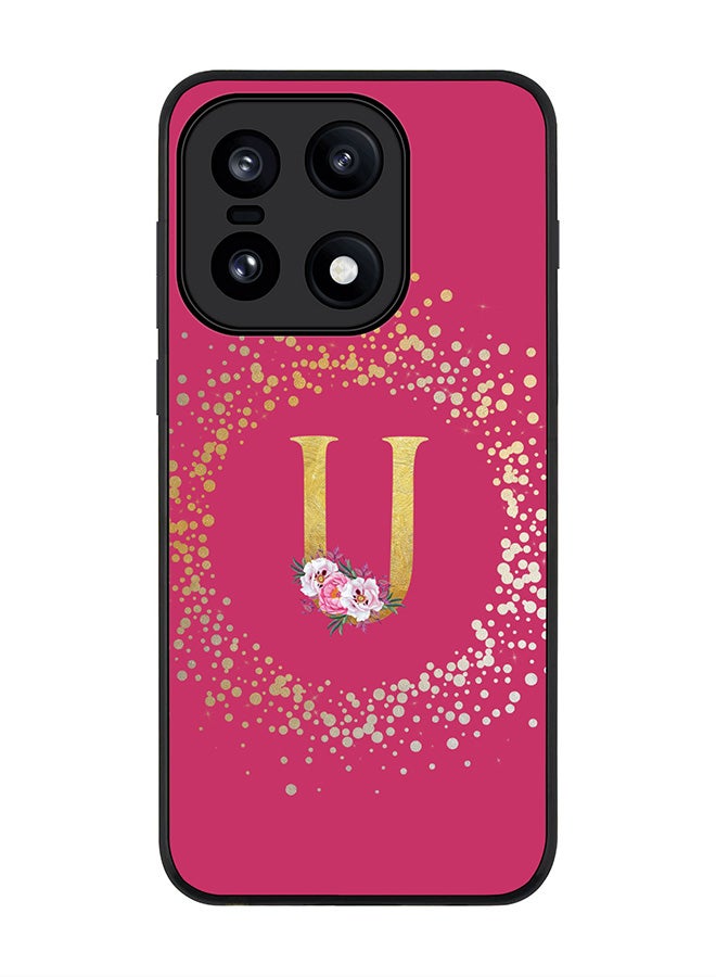 Stylizedd For OnePlus 15 Case,Slim fit Camera Protection, Shockproof Thin Phone cover  - Custom Monogram Floral - U ( Deep Pink ) - Image 1